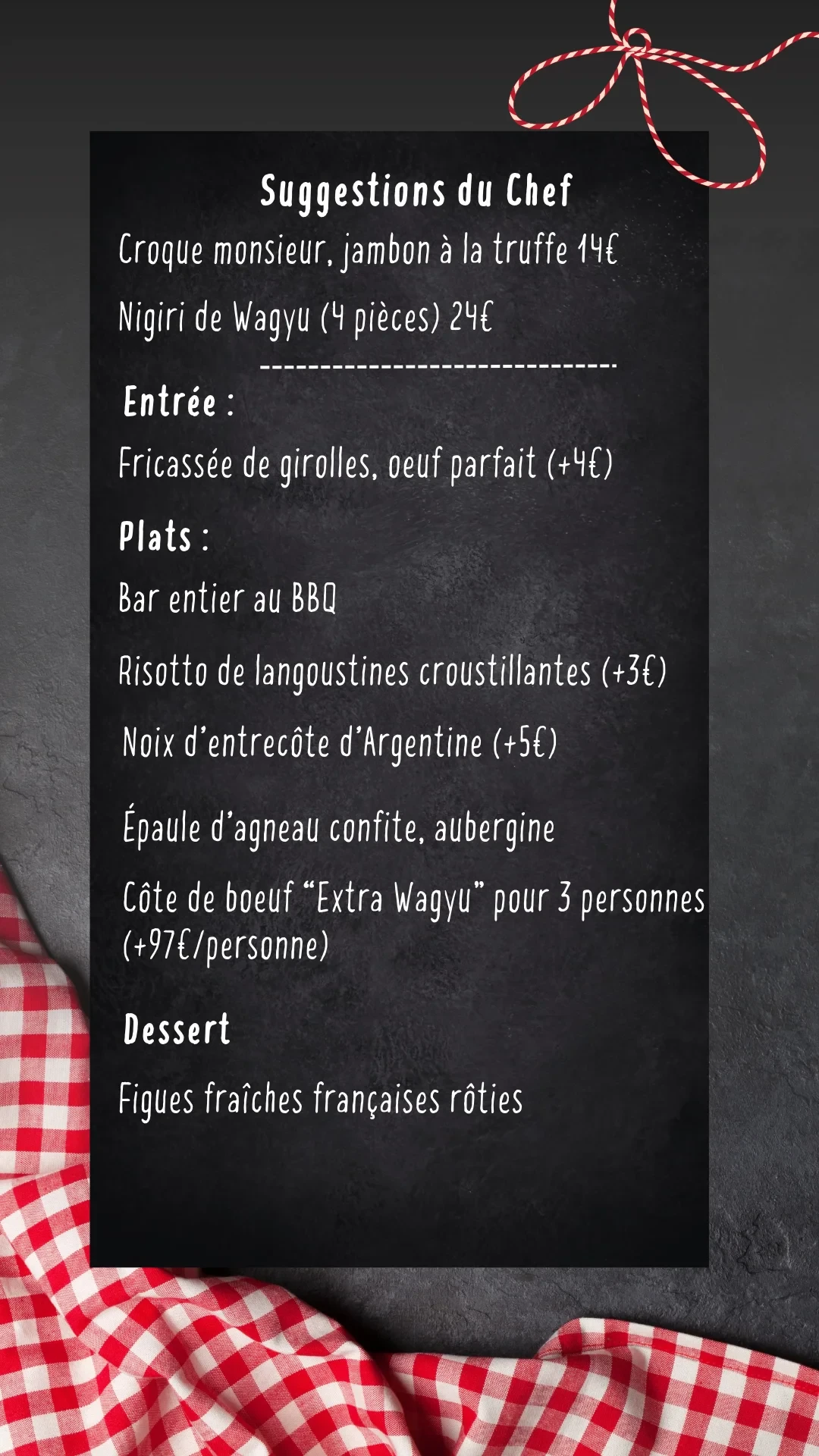noir rouge ardoise bois elégant classique menu restaurant story instagram 273